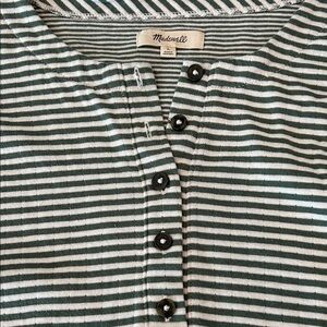 Madewell Long Sleeve Green & Cream Striped Shirt